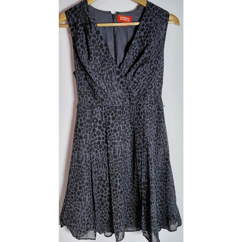 KIRNA ZABÊTE AT TARGET Black Sleeveless Dress Leopard Print Chiffon Women Size 2
